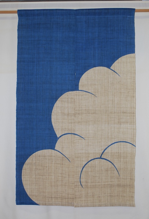 麻暖簾　雲１（ブルー）